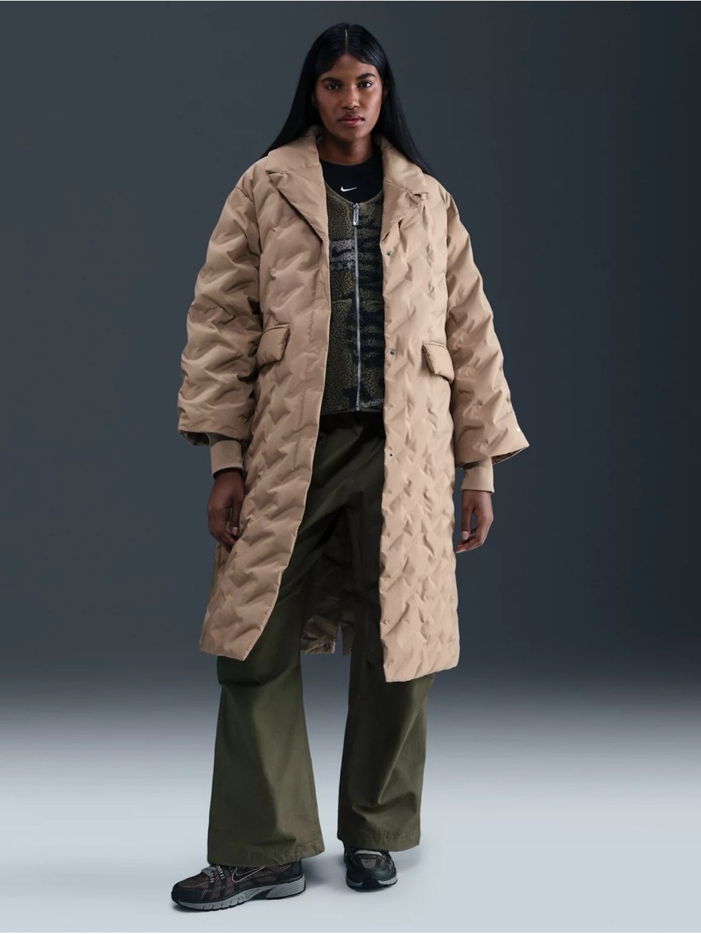 Nike Sportswear Swoosh Series Therma-FIT Oversized Down Kimono Trench Long Coat